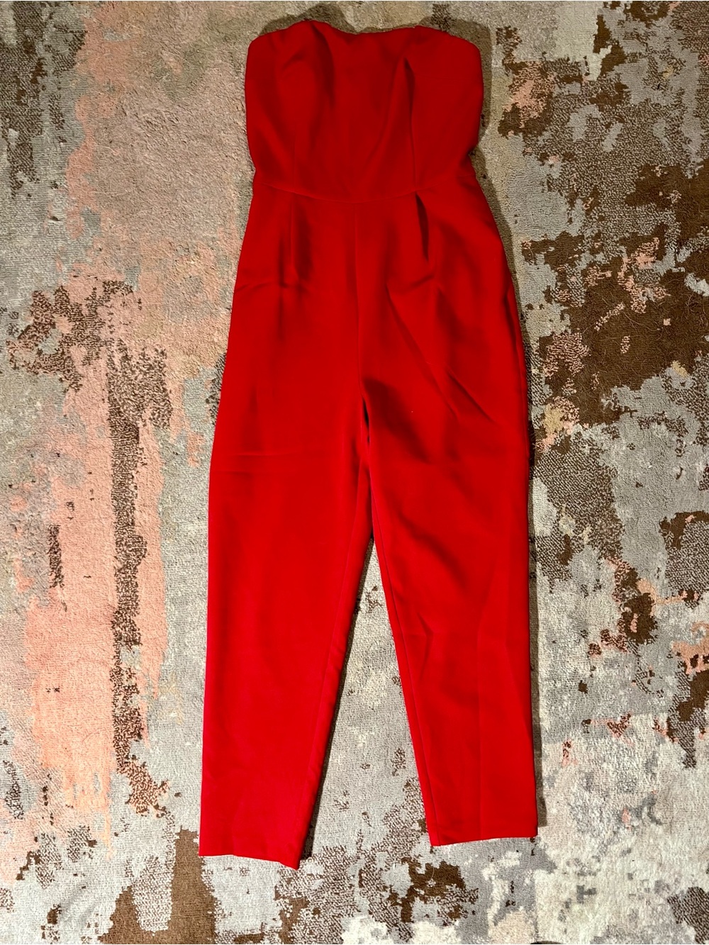 H&M Strapless Red Tailored Jumpsuit